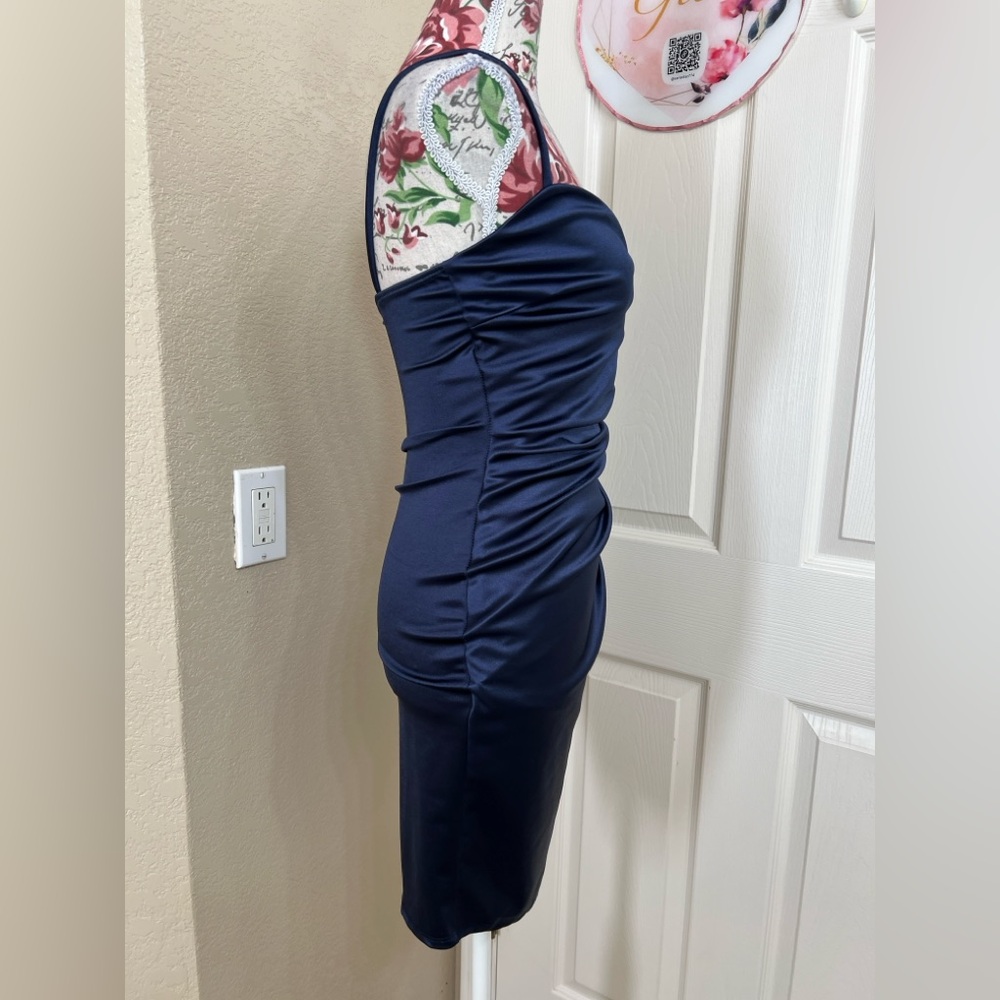 Windsor Midnight Blue Satin Mini Dress - Picture 3 of 10